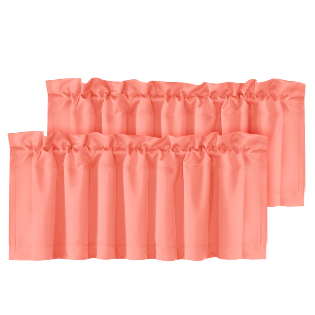H.VERSAILTEX Blackout Valances for Windows,Short Window Valances Curtains for Living Room/Bedroom/Bathroom Privacy Decorative Rod Pocket ï¼Œ2 Panelsï¼Œ52" W x 18" L, Coral